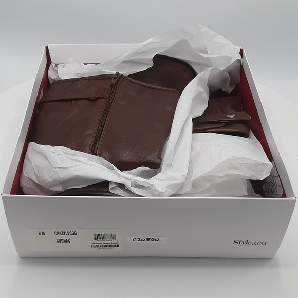 Style & Co. Knee-High Cognac Leather Heeled Boots - Picture 7 of 7